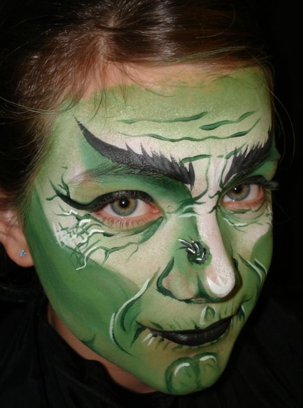 Helovinas Zombie-makiažas žalios spalvos