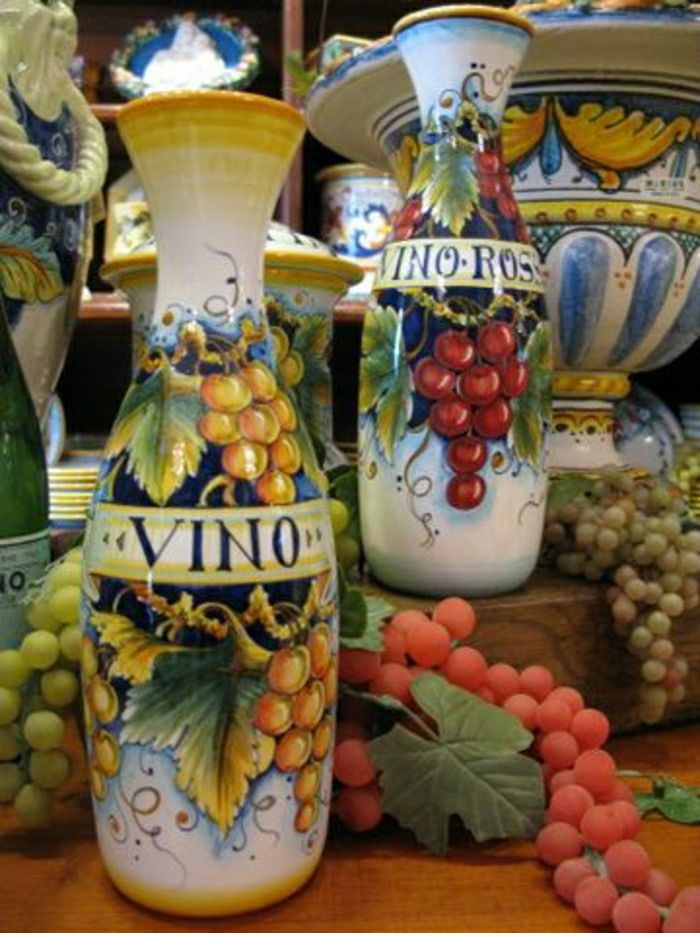 Keramický karafy na víno taliansky dizajn ručne maľované keramiky
