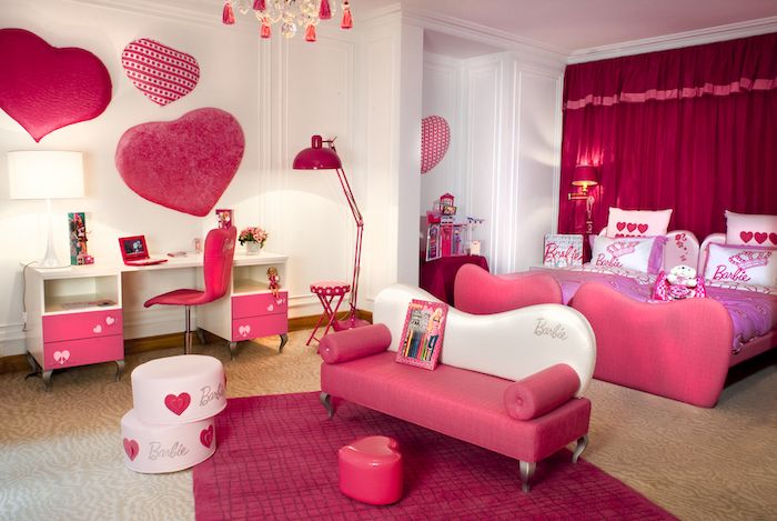 ungdomsrom komplett med kjærlighet dekorere hjerteinnredning ideer nyanser av farge rosa barbie stil barbie stil rom