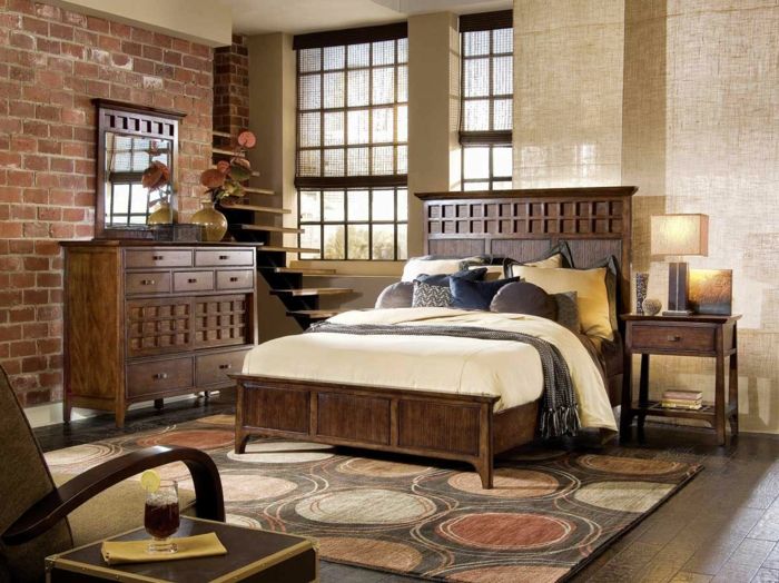 Klasik tarzda döşenmiş yatak odası rustik mobilya modern-rahat ahşap