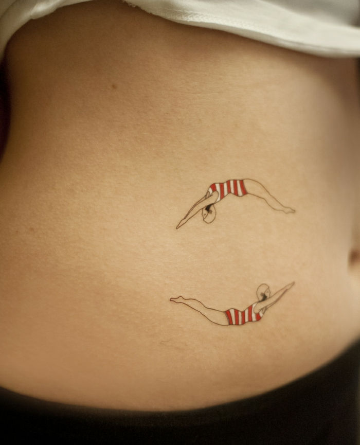 ideias de tatuagem mulher flutuante na pintura de estômago passatempo profissão ou atividade favorita
