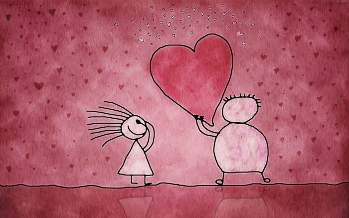 gratis bakgrundsbild valentine-pink-design-två söta animerade figurer