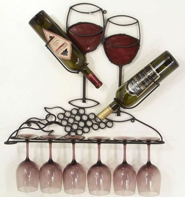 víno stojan sami stavať nápady dizajn vína okuliare a fľaše hrozno dekorácie pre stenu