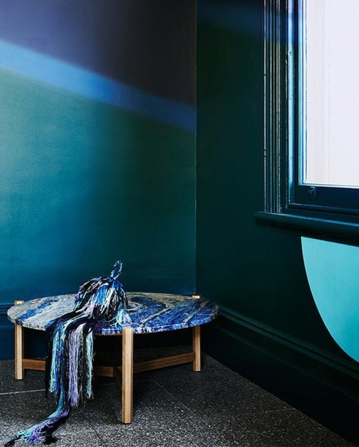 kreativa modell sovrum vägg färg blågrå