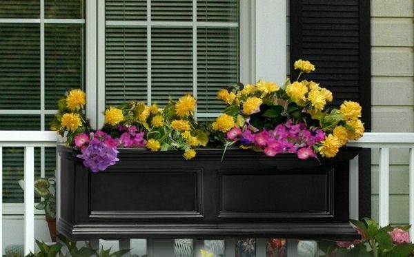 Balkon için Mor Beyaz Çiçek Çiçek Kutusu Balkon Tasarım Fikirleri Çiçek Kutusu