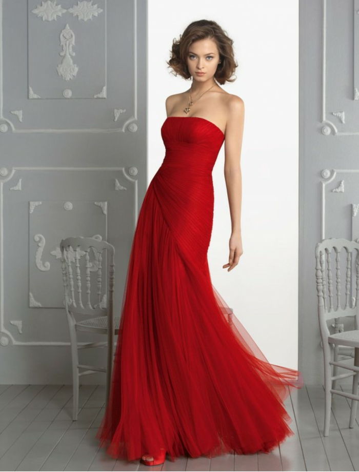 luxusné večerné šaty červené modelu