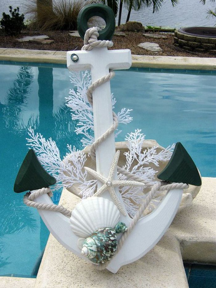 pomorski deco belo sidro kabel Starfish lupine Deco