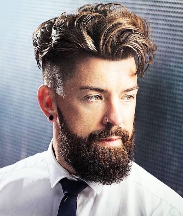 hair undercut hippie man in office ideas stylish look with beard idea