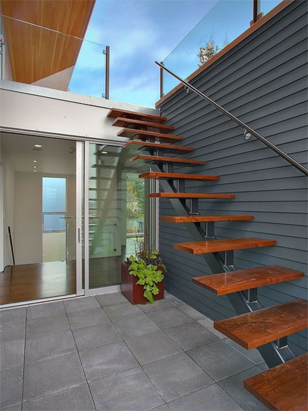 super-moderno stopnice z lesenimi koraki
