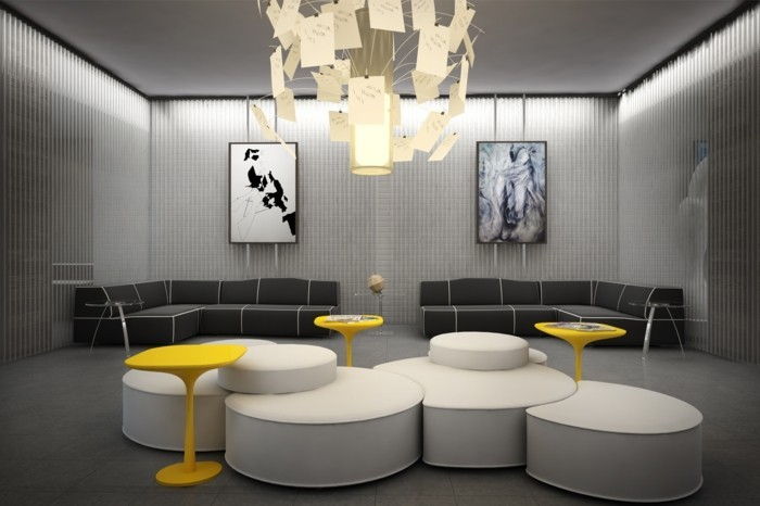 moderný byt-šedo-farebné akcenty vnútra Abstraktné umenie-by-the-múr