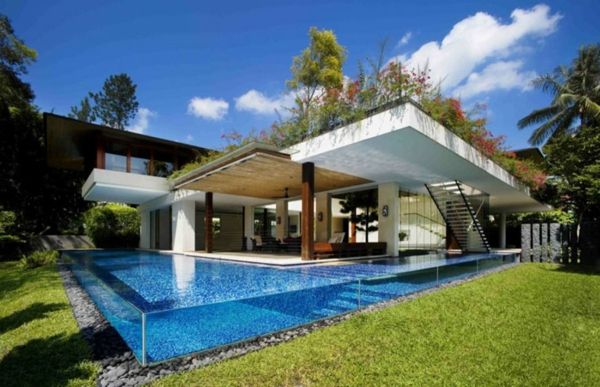 šiuolaikinės architektūros-su-baseinas-gražūs-designidee-