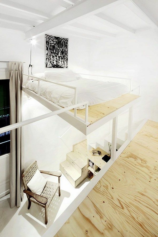 moderne soverom loft-med-Trappeinteriørdesign ideer lever ideer