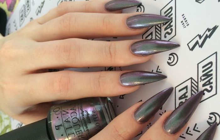 naglar pekade designidéer grå glittrande naglar nagel design med opi nagellack modeller samla idéer
