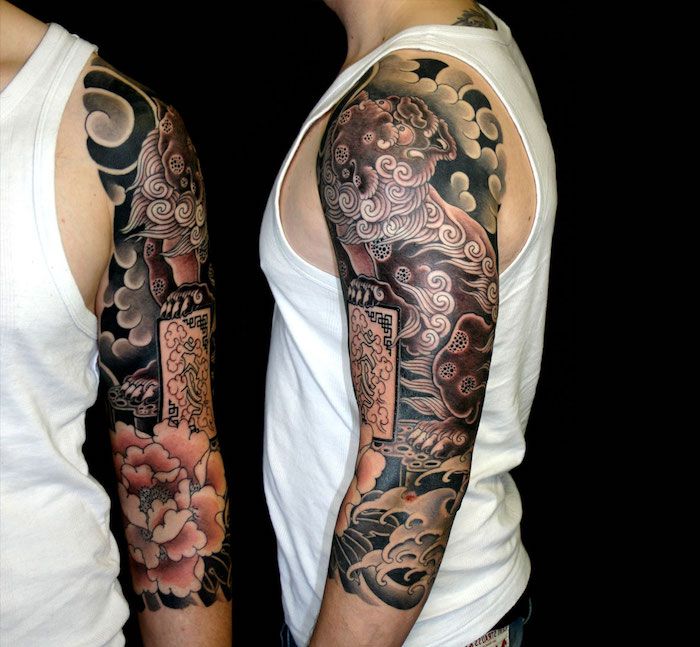 čínske tetovanie pre mužov, veľké tetovanie s čínskymi motívmi