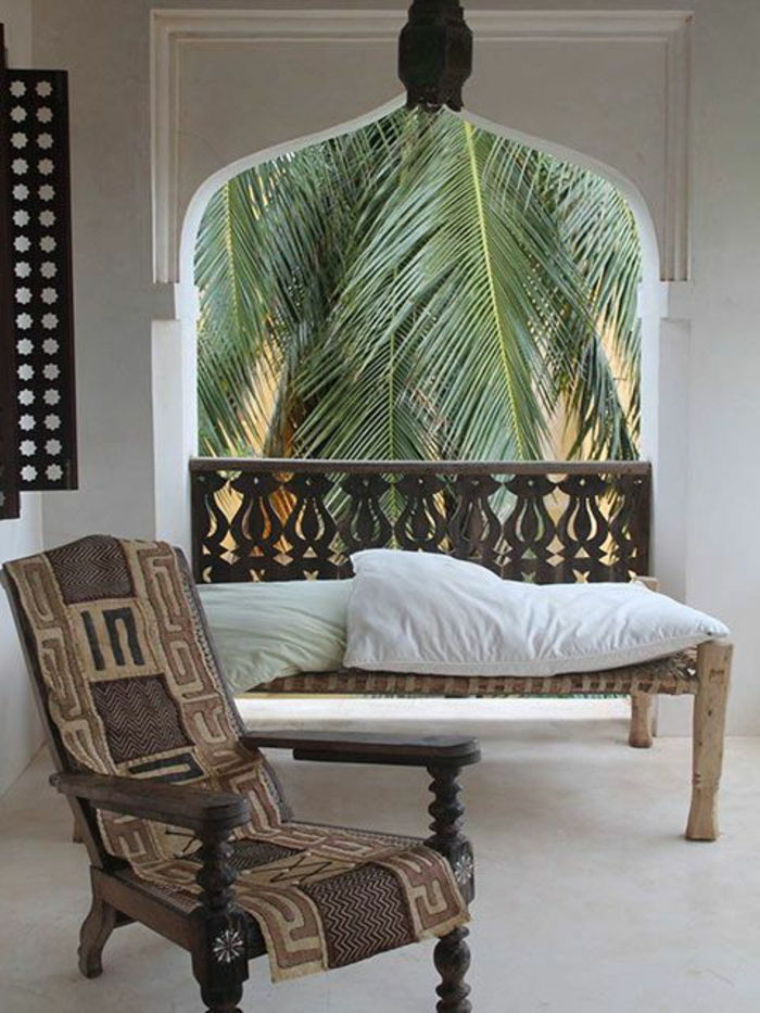 mobilier oriental pentru fotoliu decor decorativ de gradina in culoare maro sfa cu acoperire moale de palmier