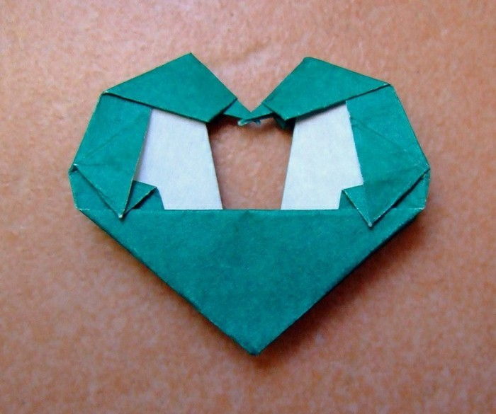 Origami-inima-interesant model albastru-culoare