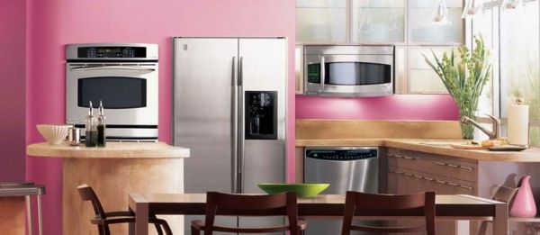ružovo-stien-farba-super-vyzerajúci-izba-moderný kuchynský nábytok
