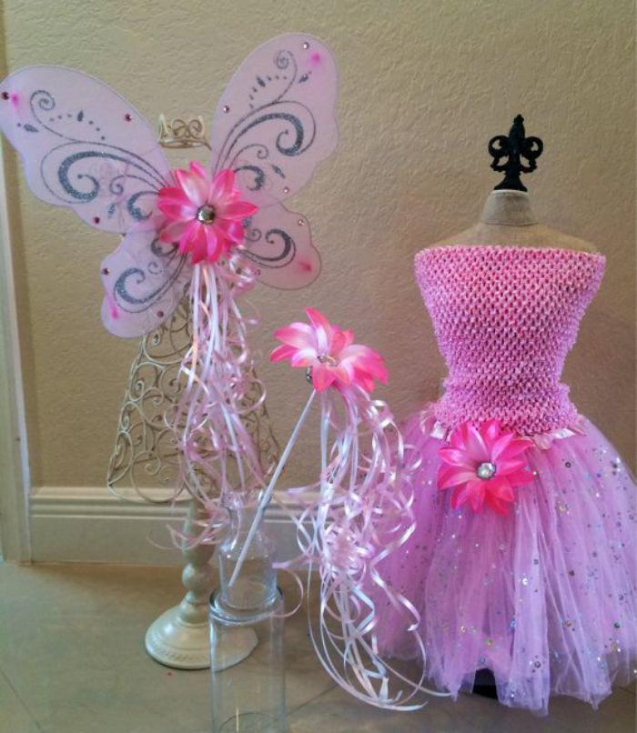 princesė kostiumas rožinės Įrengimas dekoratyviniai sparnai
