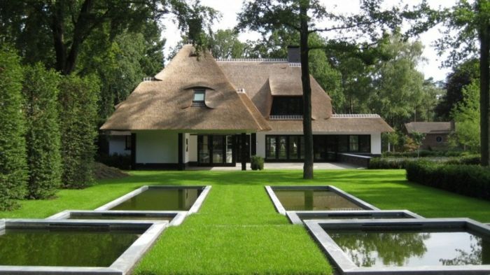 et vakkert hus i Sylt med en moderne minimalistisk hage