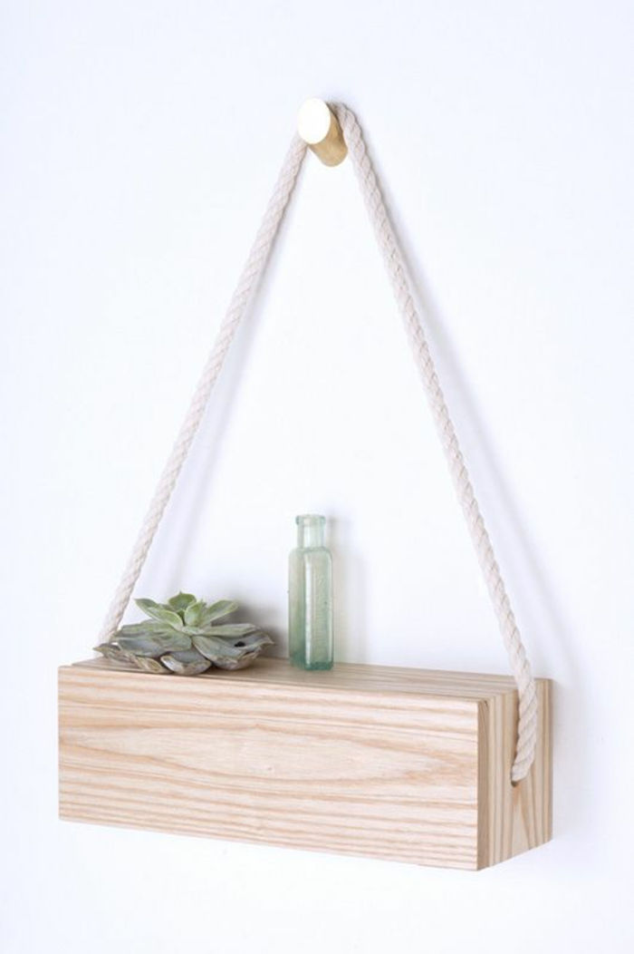 Regal-własnej wbudowany roślin szkła wazy liny białej ściany ścianki półki-z drewna