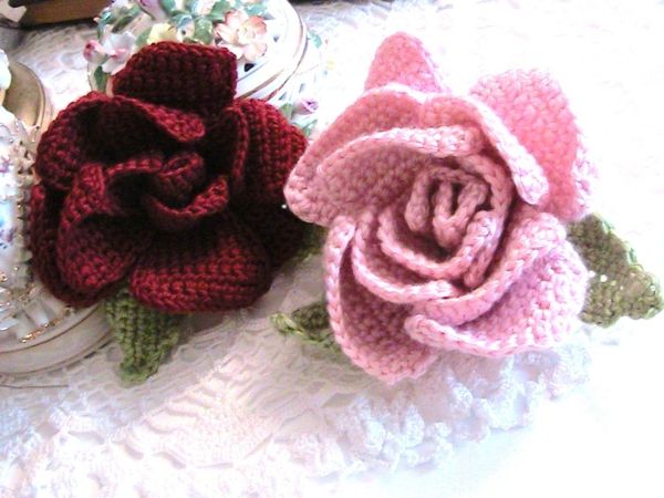 ruže-háčkovanie, krásny, tvorivé háčkovanie kvet