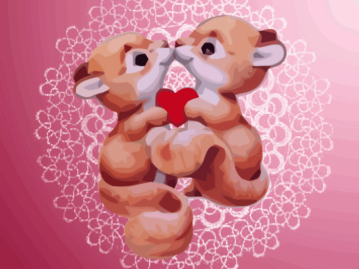 rosig-background-valentine tapeter två söta-animerade-djur