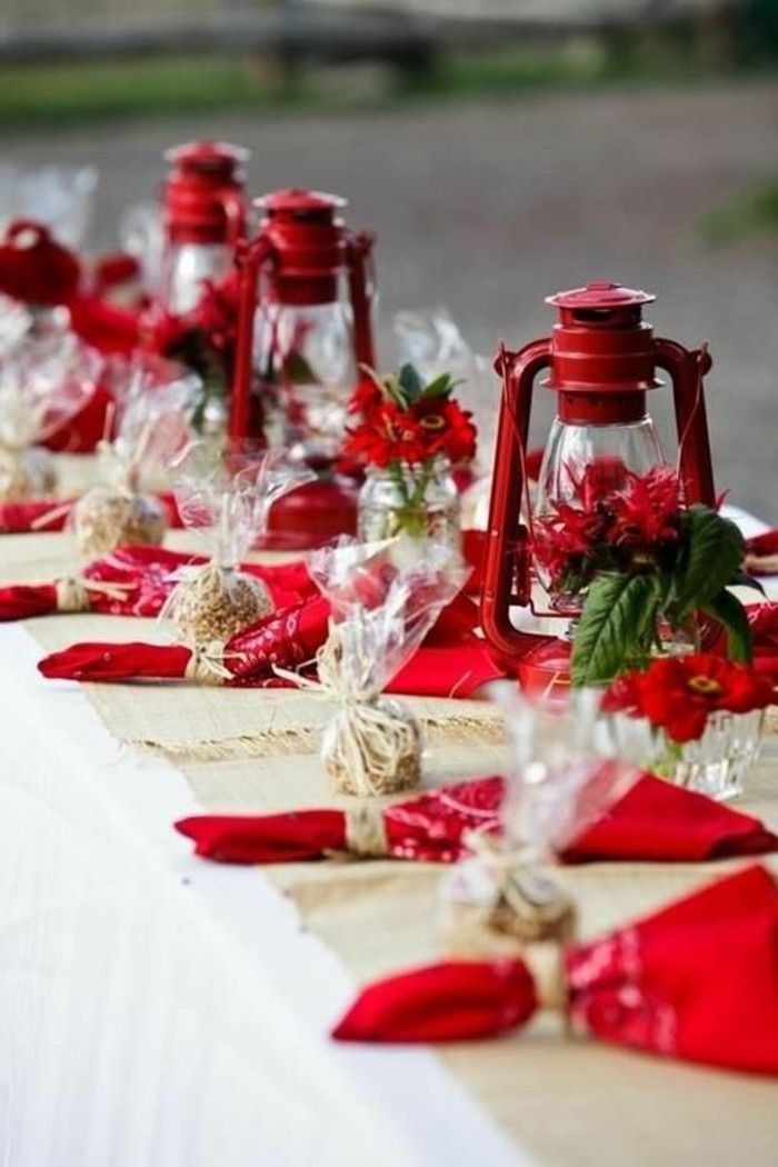 rdeče miza dekoracijo ideje za božič