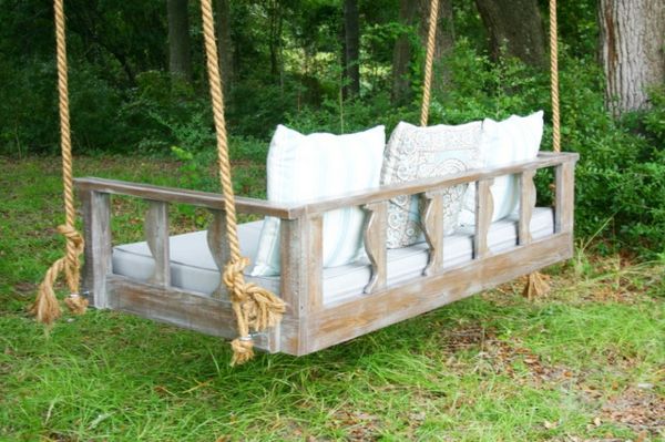 rustikk hagemøbler Gynge møbler med-white--