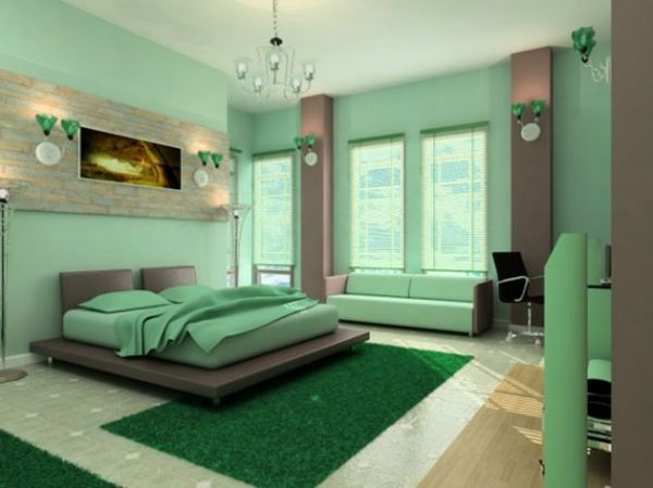 prachtig-muur-gekleurd-turkoois-in-de-slaapkamer met een groot accent
