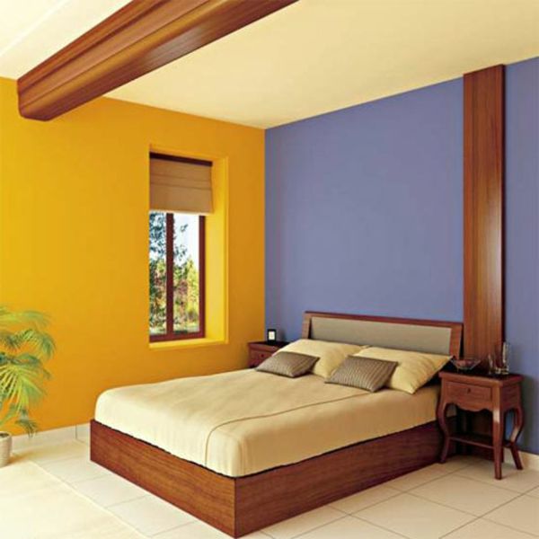 schlalfzimmer-with-a-blue-and-a-yellow-wall-houten planken