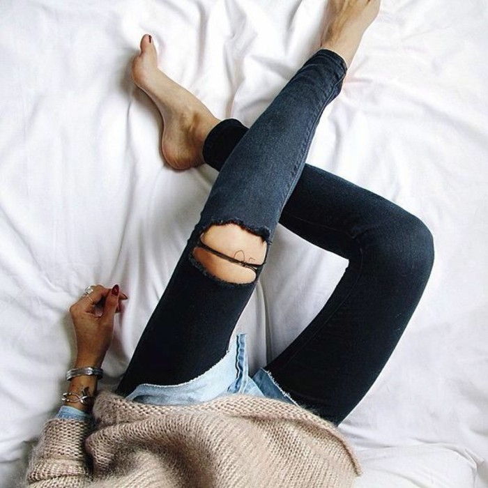skinny-jeans-womens-svart-jeans-tröja Cappuccino färg