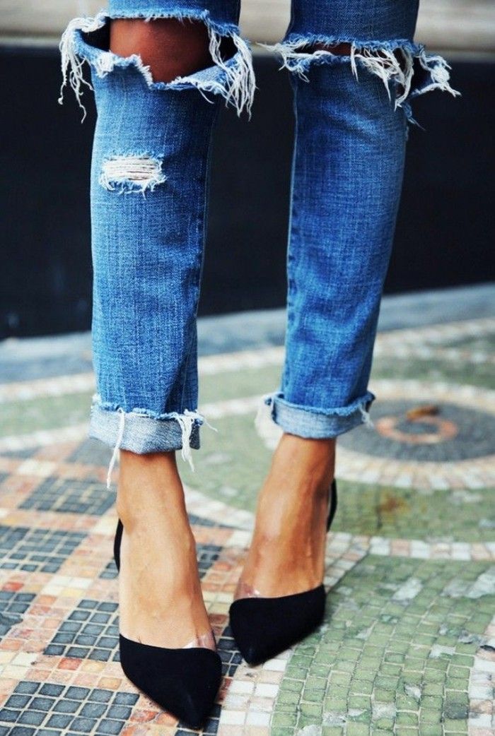 skinny jeans-lady-podarte dżinsy
