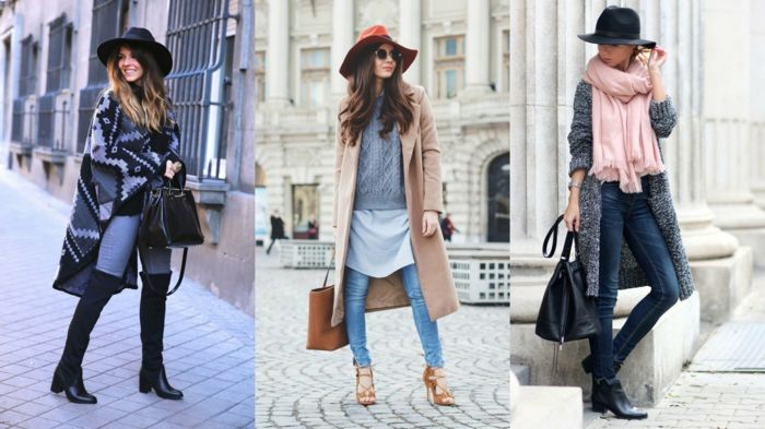 smart casual kvinna gång på gång tre modeller hur man bär vackra och snygga hatt på våren