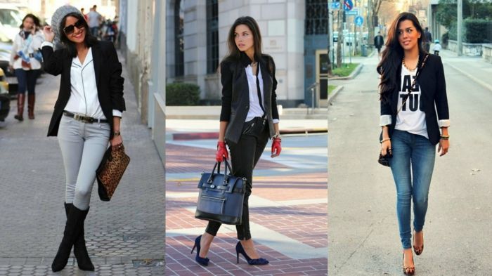 smart casual kvinna tre inspirerande ser fram emot stilfulla styling jeans kombineras vackert