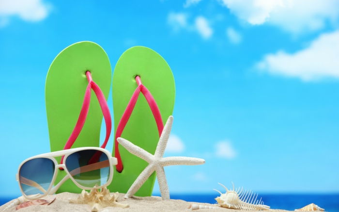 Søn-og-beach-cool-grønn-flip-flops