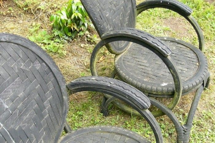 stolička-for-the-záhradné-použitý recyklácia pneumatík