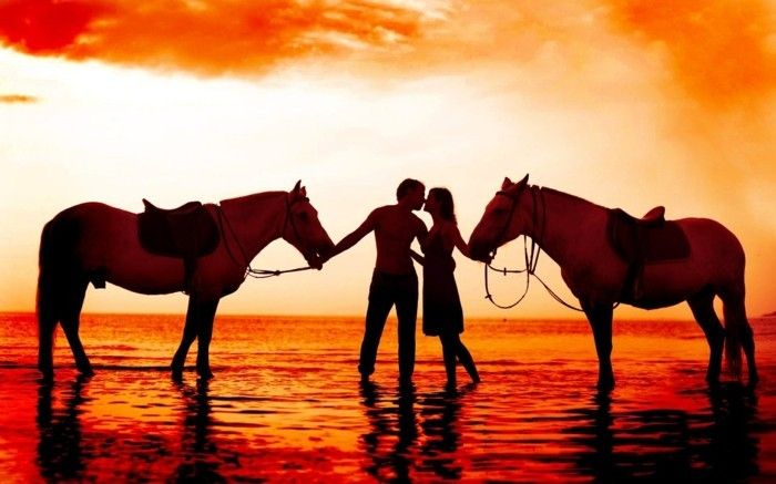 super-vakre-hest tapet sunset-romantisk kjærlighet par