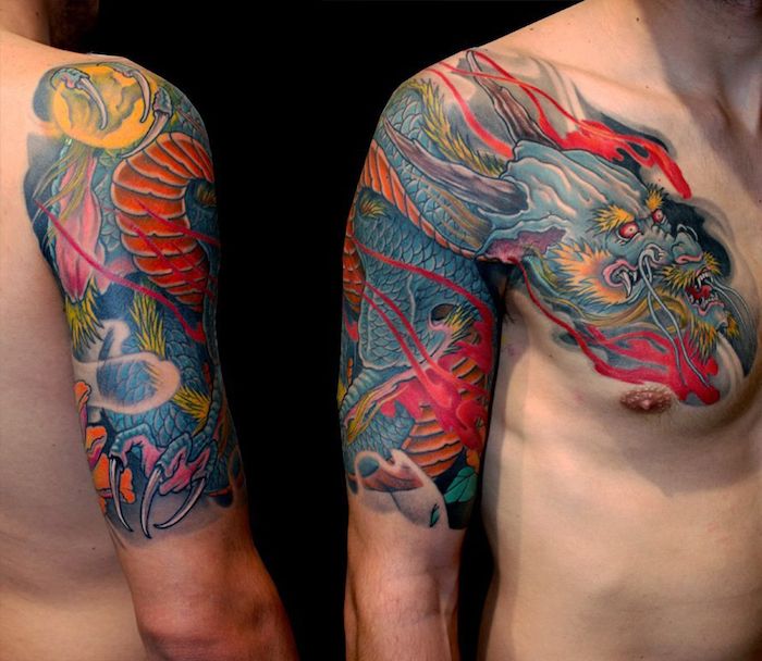 čínske tetovanie pre mužov, tetovanie s motívom draka