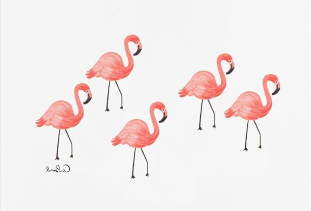 padrão de tatuagem os flamingos coloridos estão prontos para pousar em seus corpos tatuagens coloridas artificiais