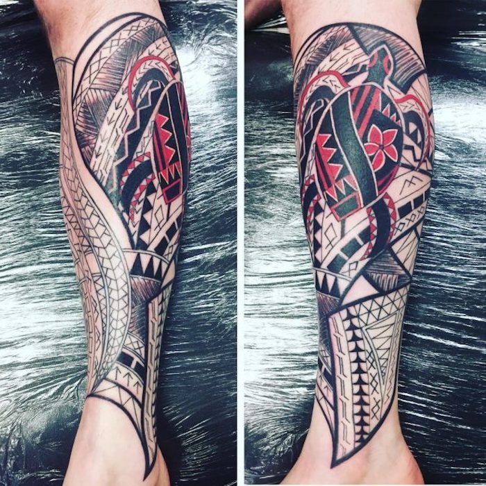 Tetovanie, Samoan tetovanie v čiernej a červenej farbe