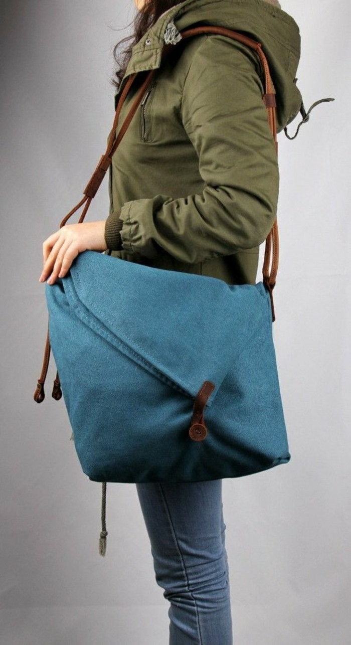 drobės pečių maišą mėlyna