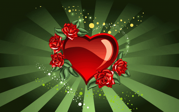 valentine tapeter röda hjärtan-grön-bakgrund