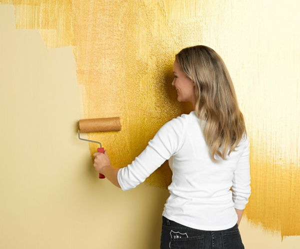 sieninis dažymas su a-metal-effect-geltona-niuansas-gražus paveikslėlis