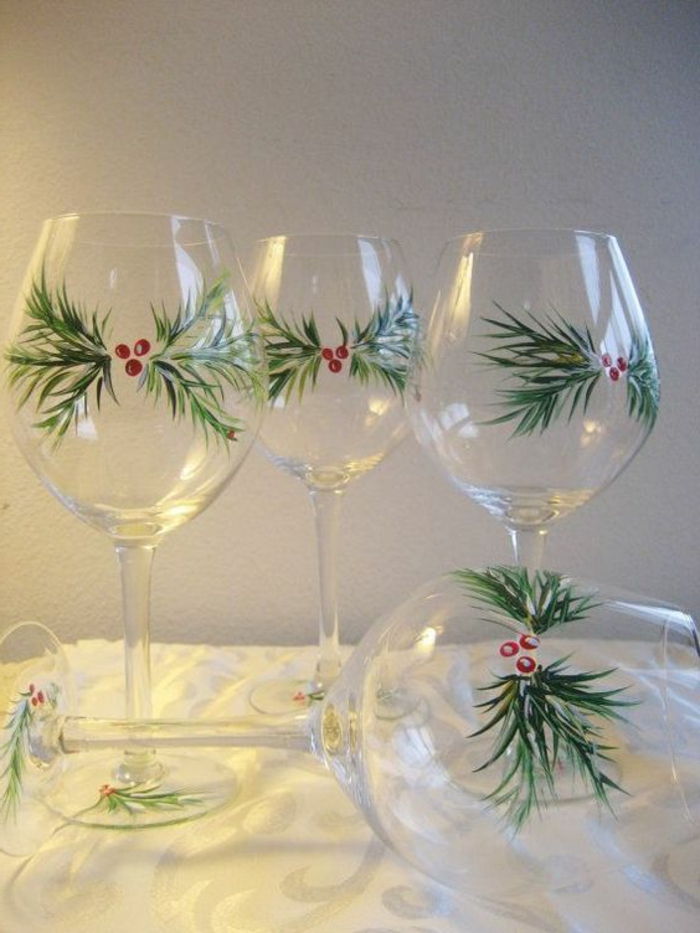 zdobiť vianočné, okuliare, zelené vetvy, svadobné večere, stôl