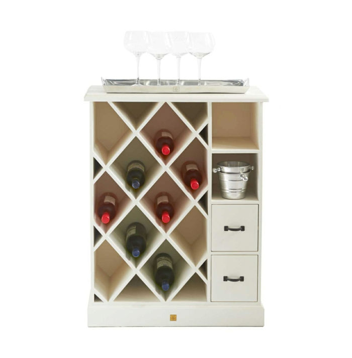 Návod na stavbu vína s bielou farebnou farbou a farbou chladiča na víno a sklenenými zásuvkami
