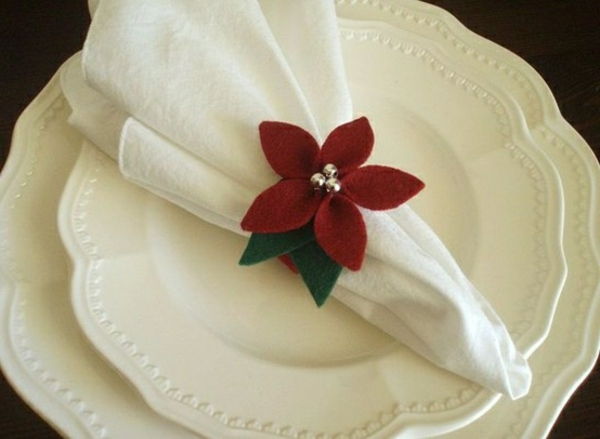beli prtiček-zložljivi-Božično-dekoracija-rdeče-cvet