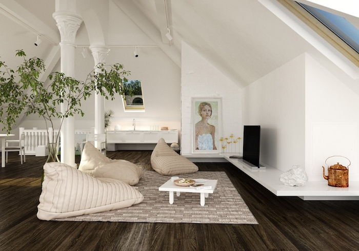 bottenvåningen lägenhet upplägg exempel idéer golv kuddar väggdekoration väggmålning vacker