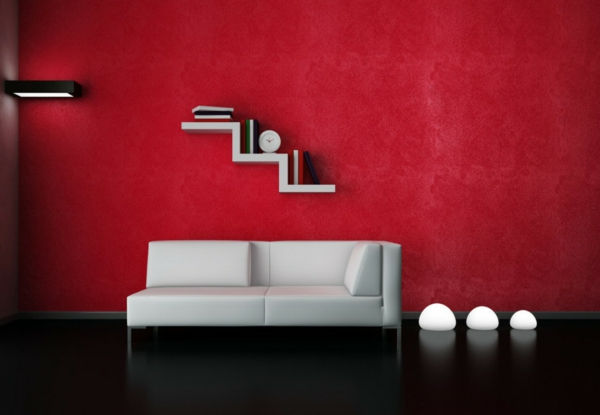 dnevna soba-design-dnevna soba-set-einrichtugsideen-dnevna soba-moderno-stena dizajn-belo-kavč-rdeče-steno
