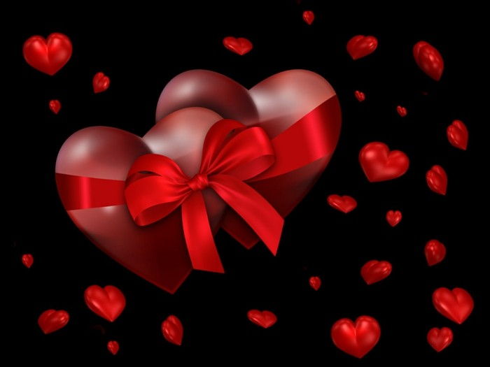 två stora hjärtan-valentine tapeter röd-grind