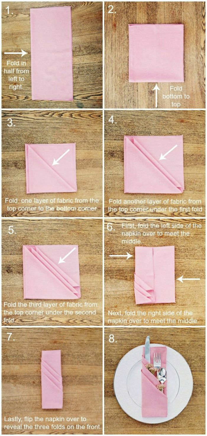 1. variant obrúsky fold-ružovom obrúska